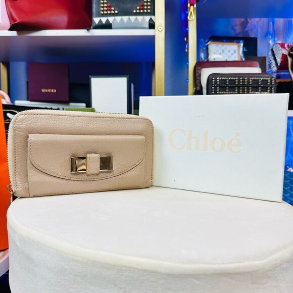 2. Chloe Light Cream Leather Large Wallet W/Box